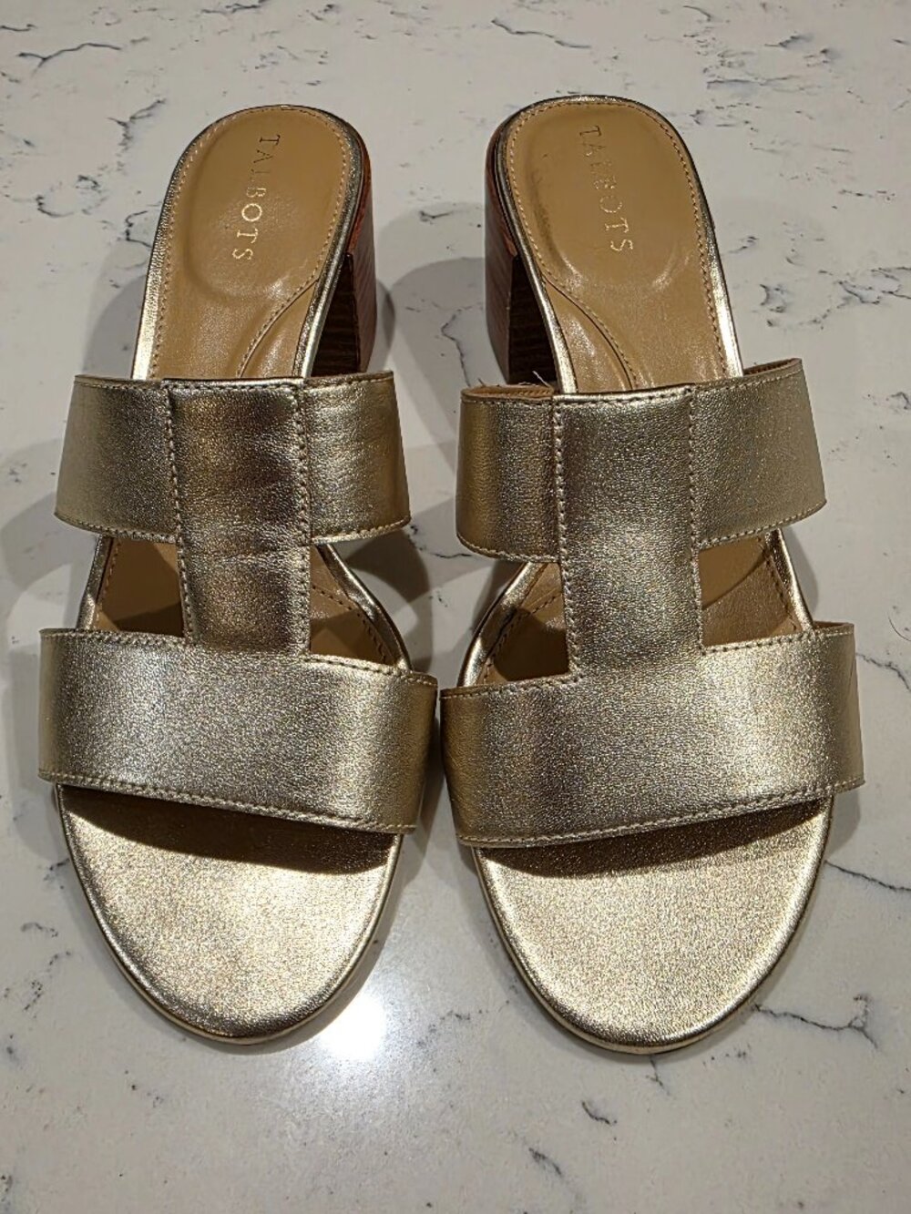 Talbots Gold Sandals, Size 9M, EUC